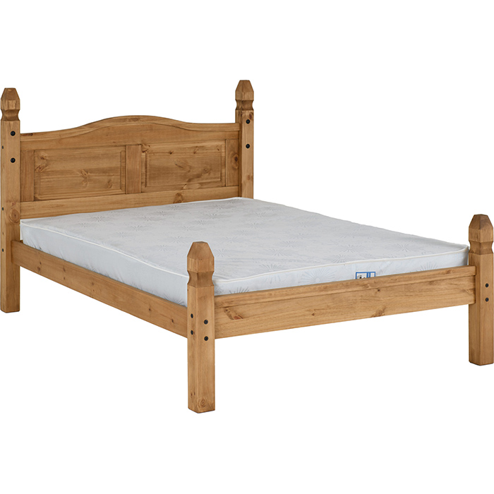 Corona 4'6" Bed Low Foot End In Distressed Waxed Pine - Click Image to Close